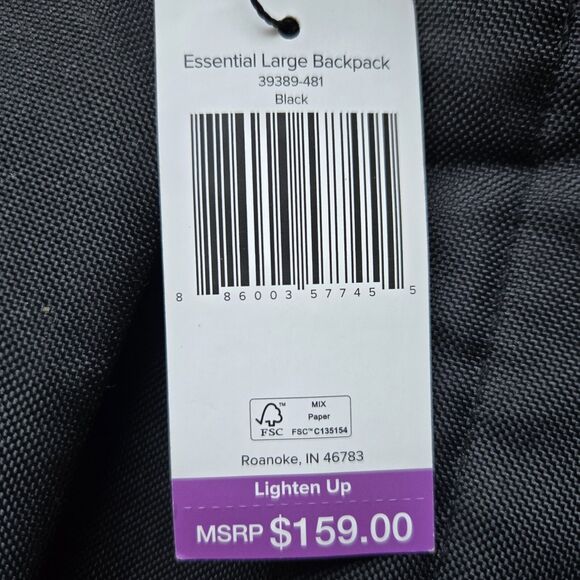 NWT Vera Bradley Essential Large Lighten Up Backpack Black School Travel Work - Picture 9 of 9